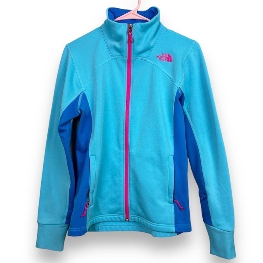 North Face Polartec Fleece Jacket Light Blue Pink Full Zip Small Transitional